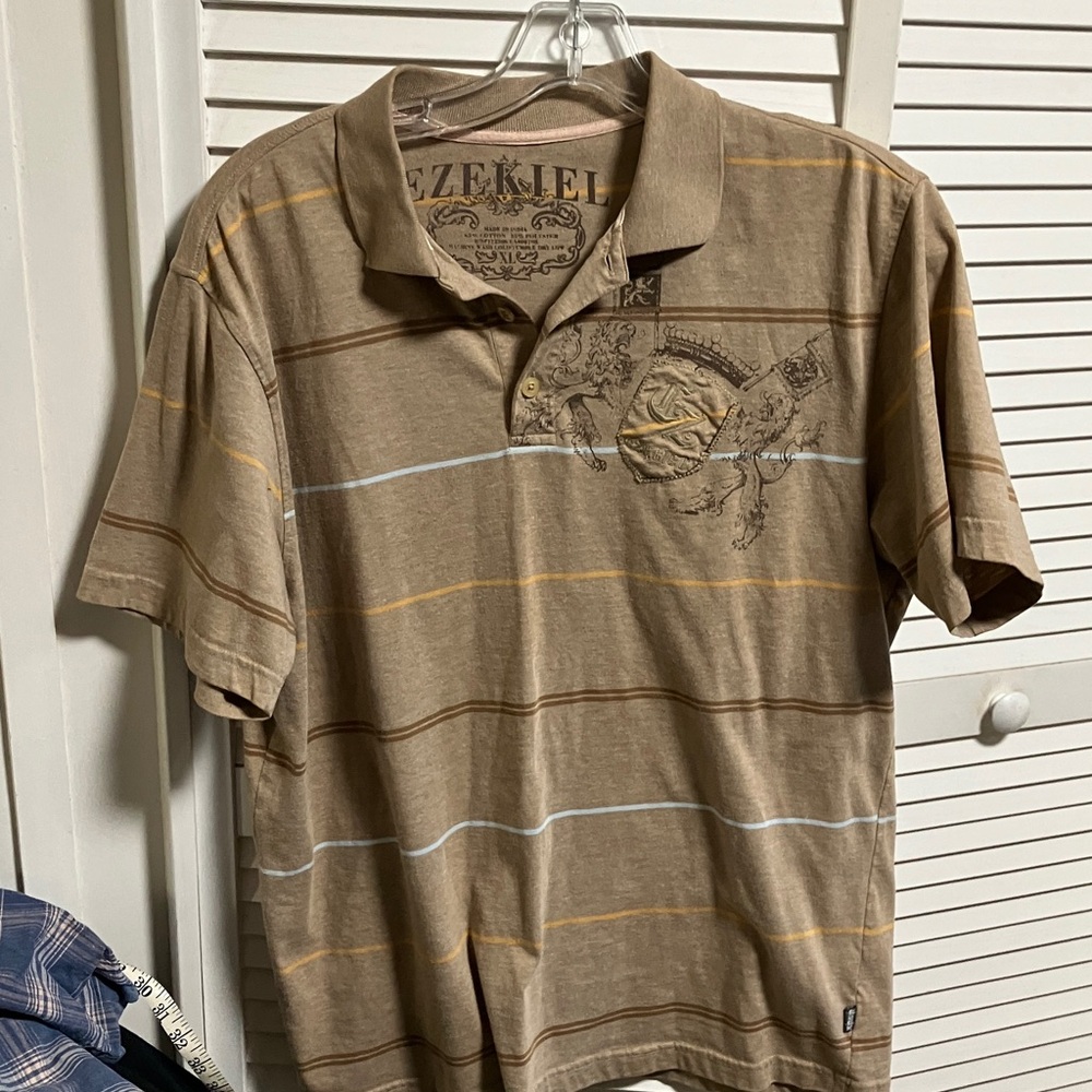 Ezekiel Men's Tan Polo Shirt with Stripes